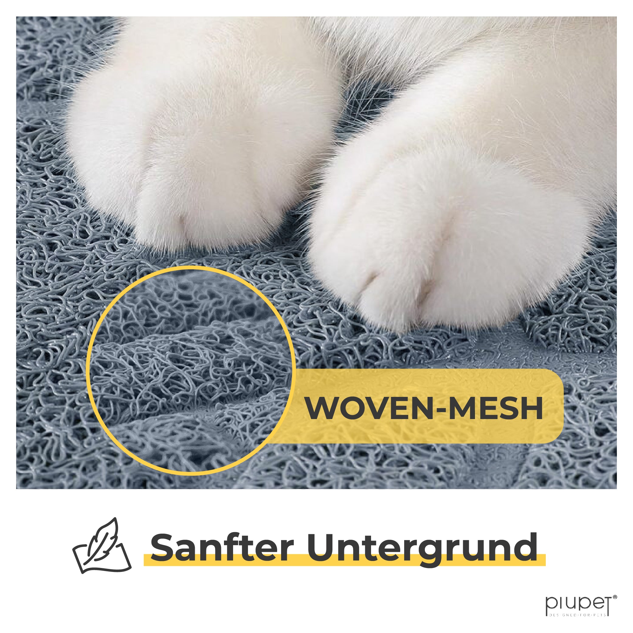 Oberfläche der Matte besteht aus sanftem Woven-Mesh
