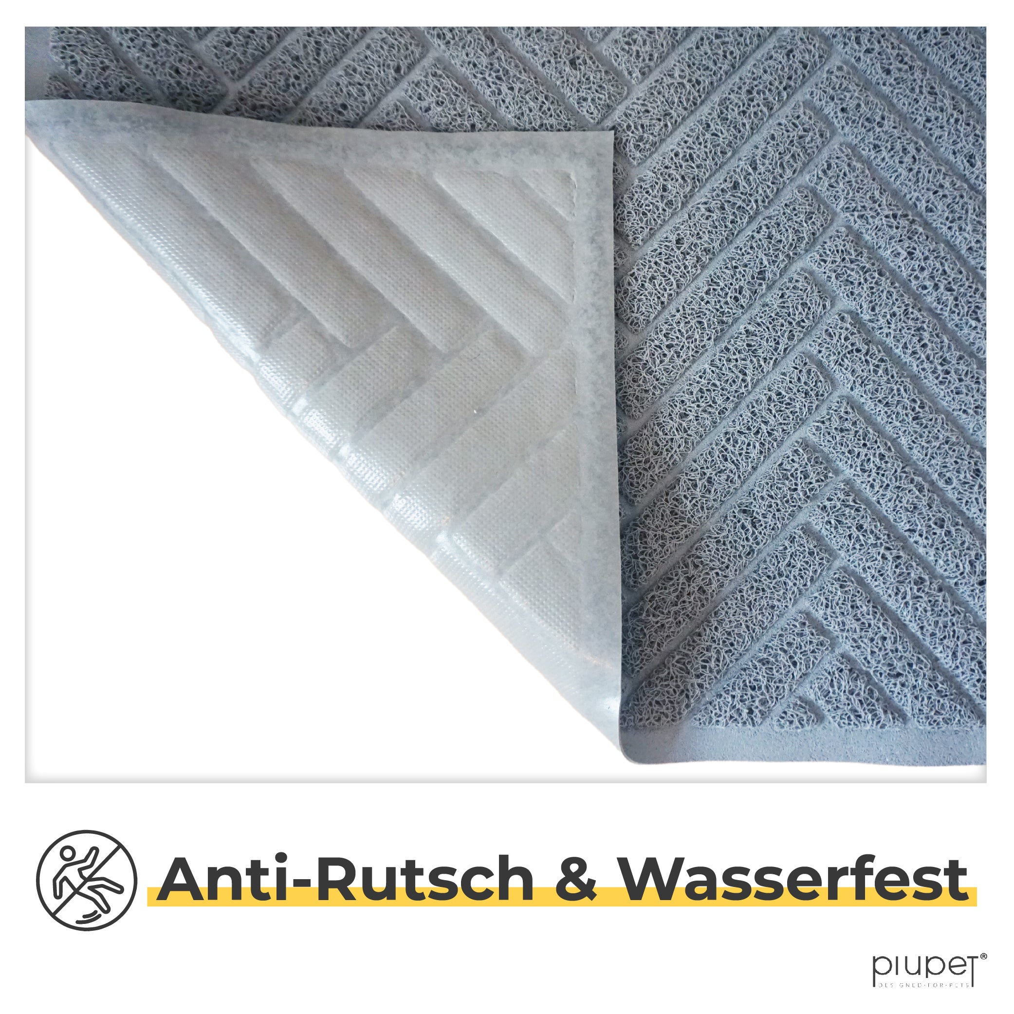 Die Unterseite der Matte ist Rutschfest und Wasserfest