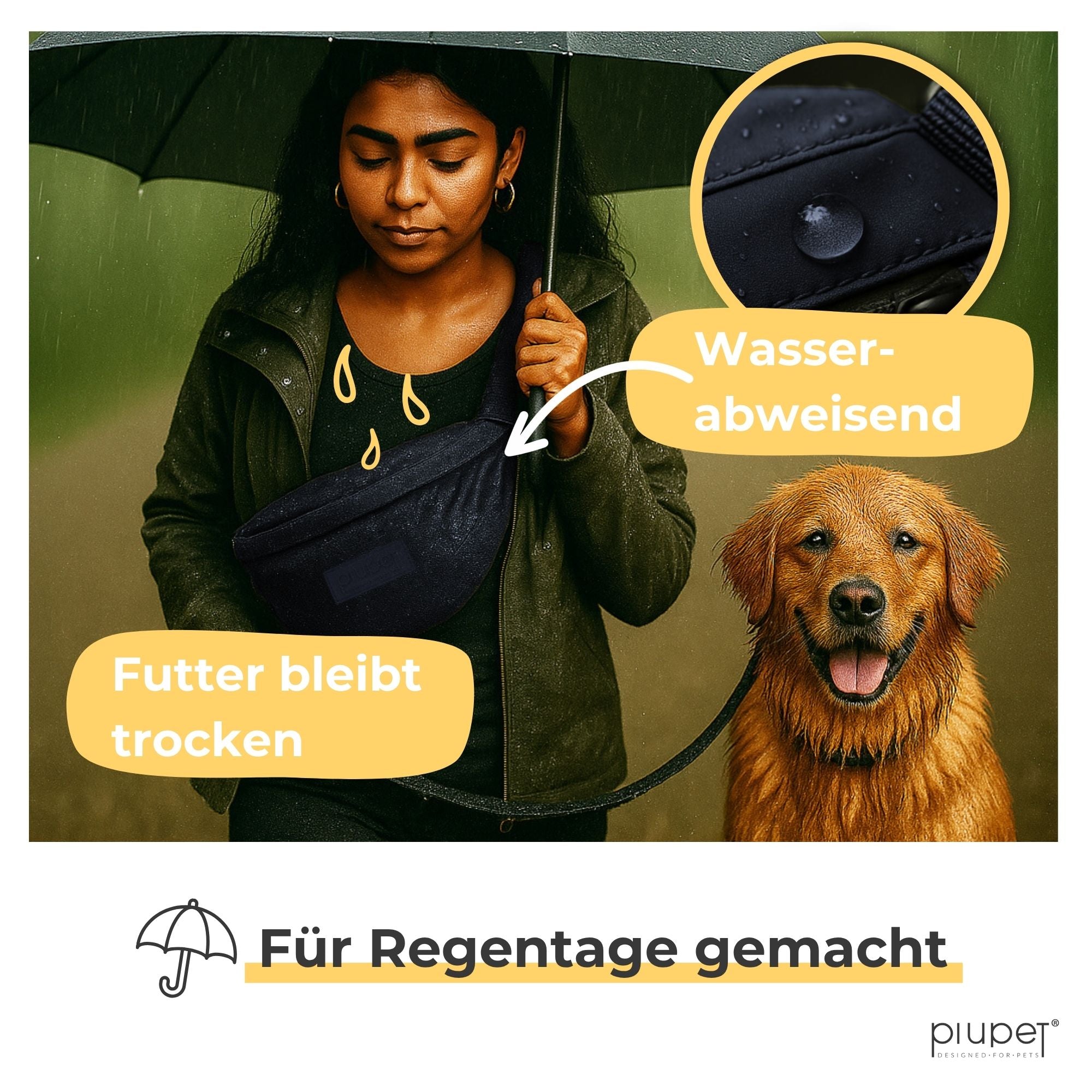Wasserabweisende Leckerlitasche für Hunde – schützt Futter bei Regen, ideal für Spaziergänge mit Hund