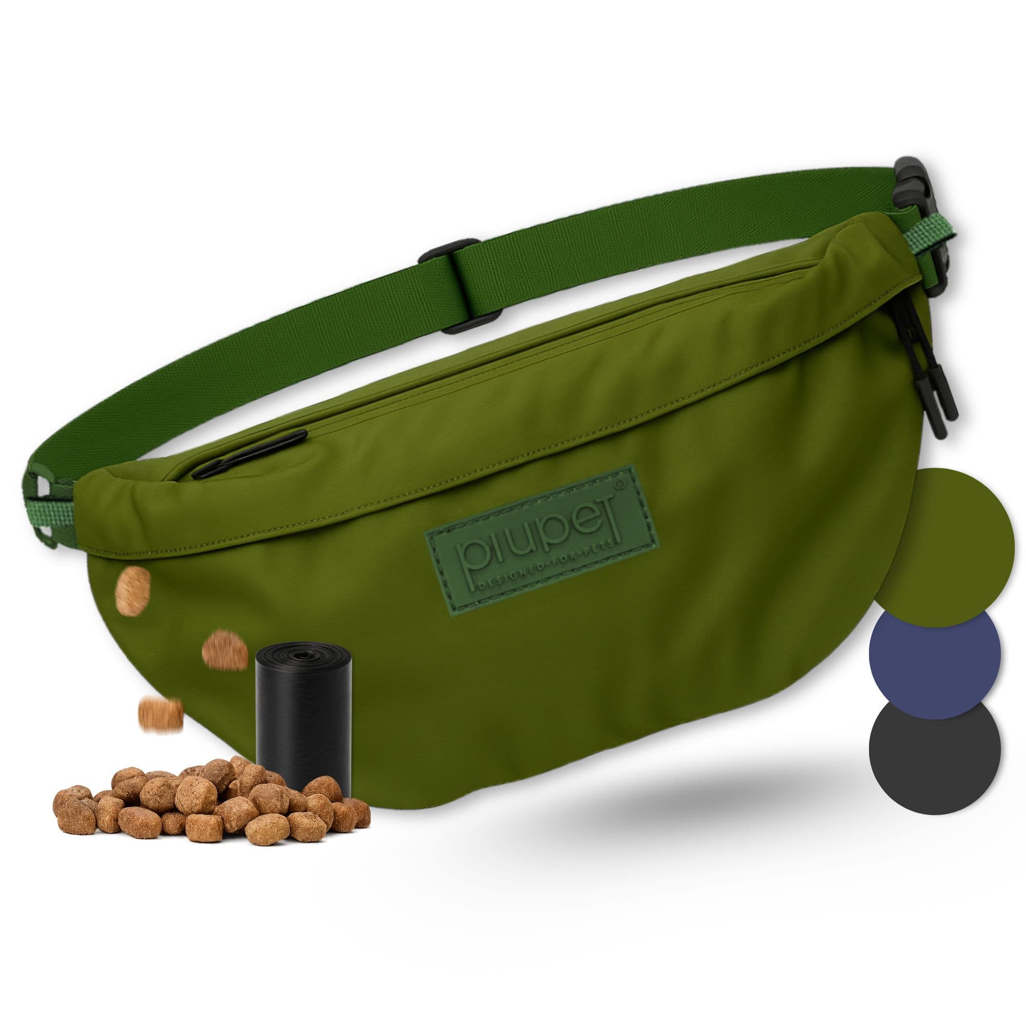 Grüne Leckerlitasche für Hundehalter mit Futterbeutel und Kotbeutelspender – praktisches Hundezubehör in mehreren Farben #farbe_grün