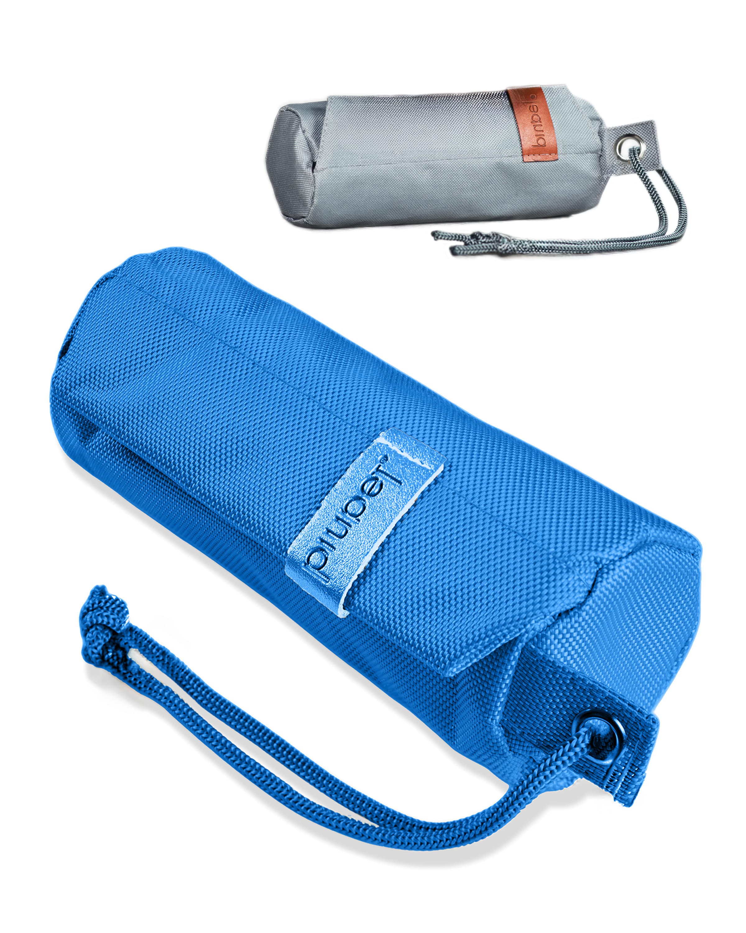 Apportierbeutel in blau mit blauem Leder Patch #farbe_blau