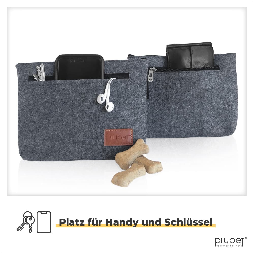 Futterbeutel bietet Platz für Handy, Schlüssel, Geldbeutel, Leckerlis und vielen mehr