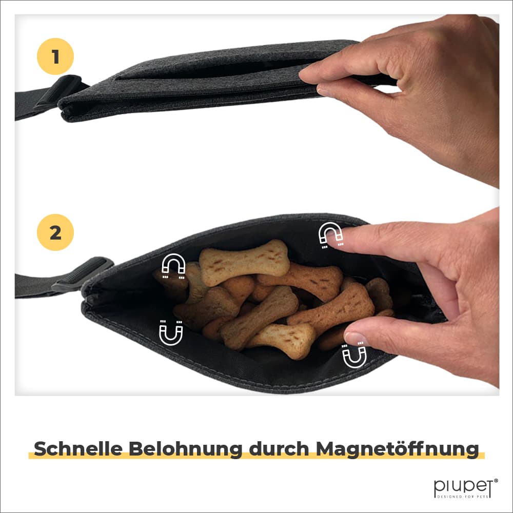 Futterbeutel mit Magnetöffnung für schnelles herausnehmen der Leckerlis