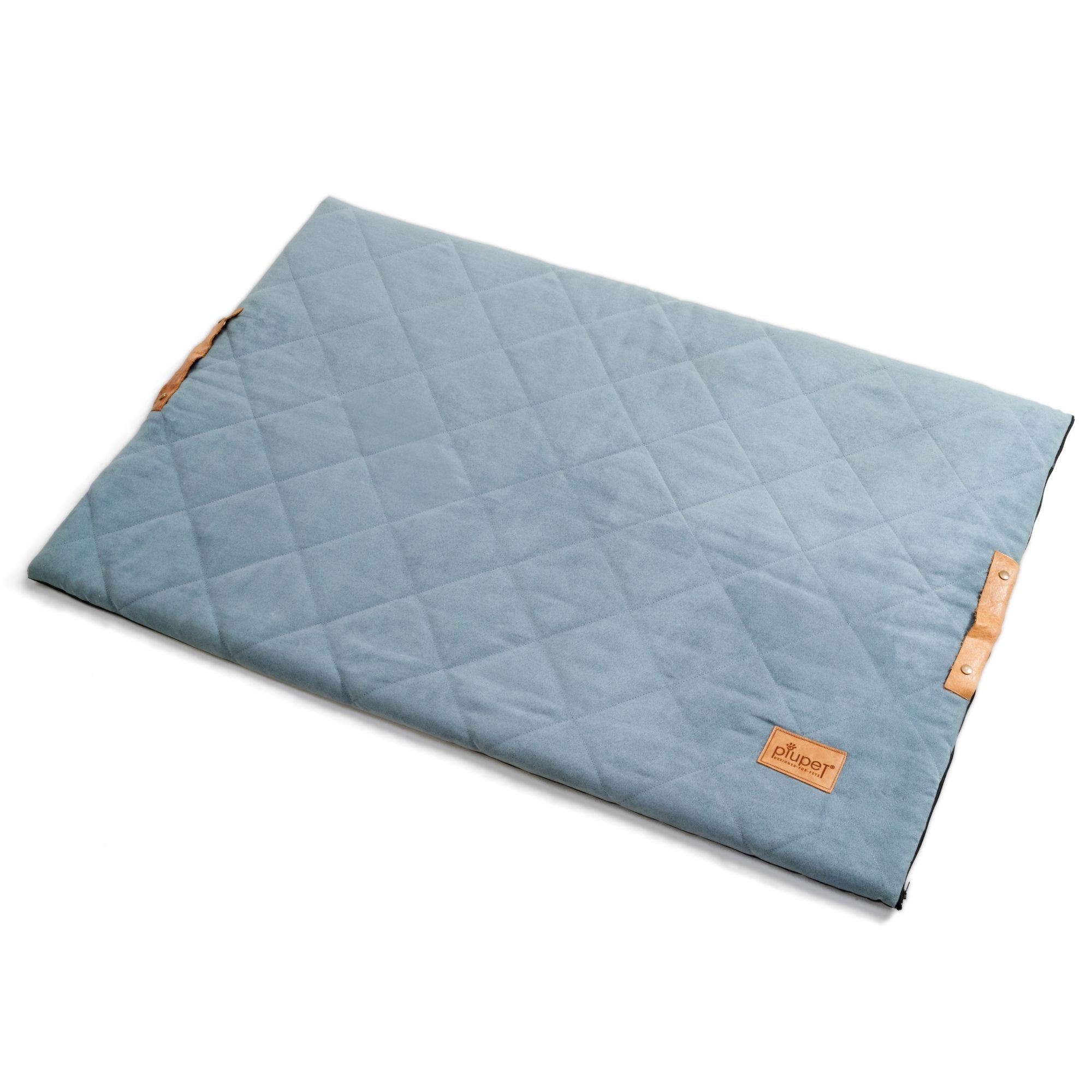 Hundedecke in Blau mit Leder Details