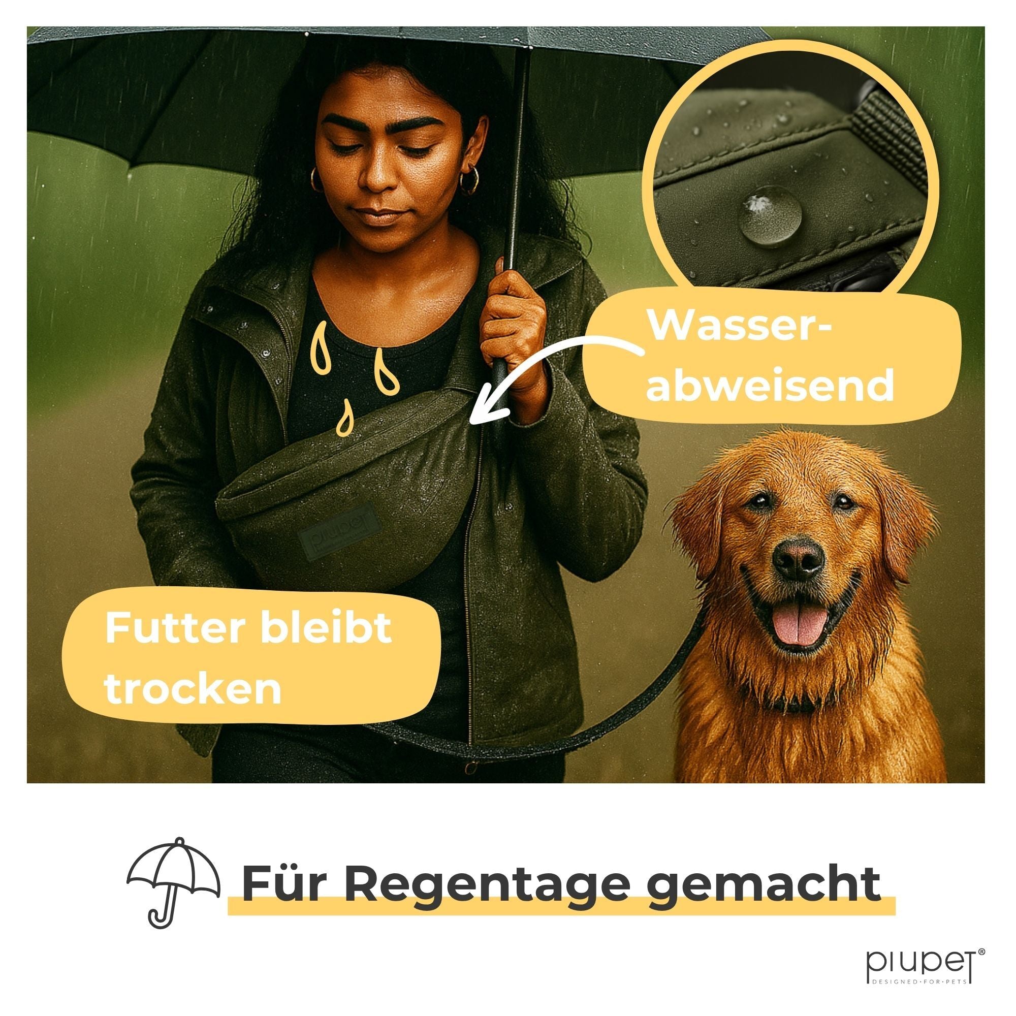 Wasserabweisende Leckerlitasche für Hunde – schützt Futter bei Regen, ideal für Spaziergänge mit Hund