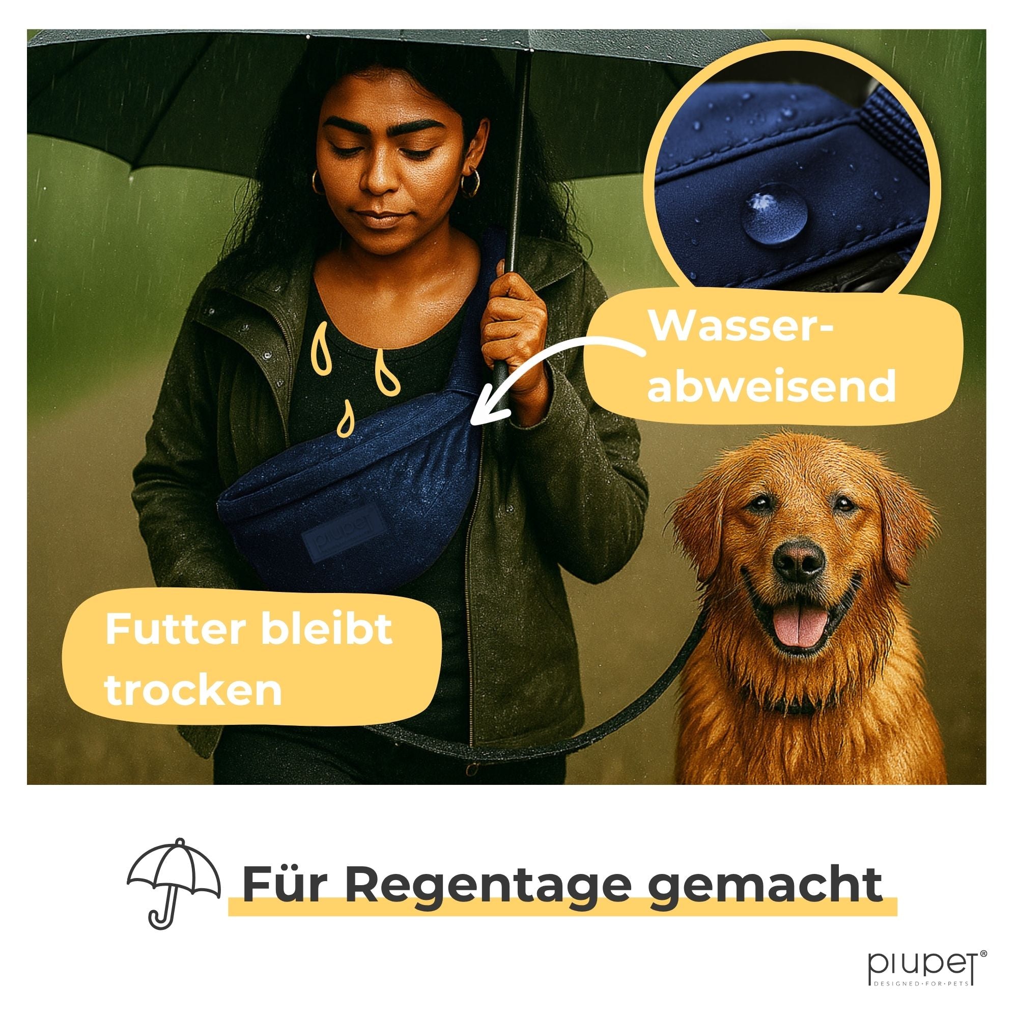 Wasserabweisende Leckerlitasche für Hunde – schützt Futter bei Regen, ideal für Spaziergänge mit Hund