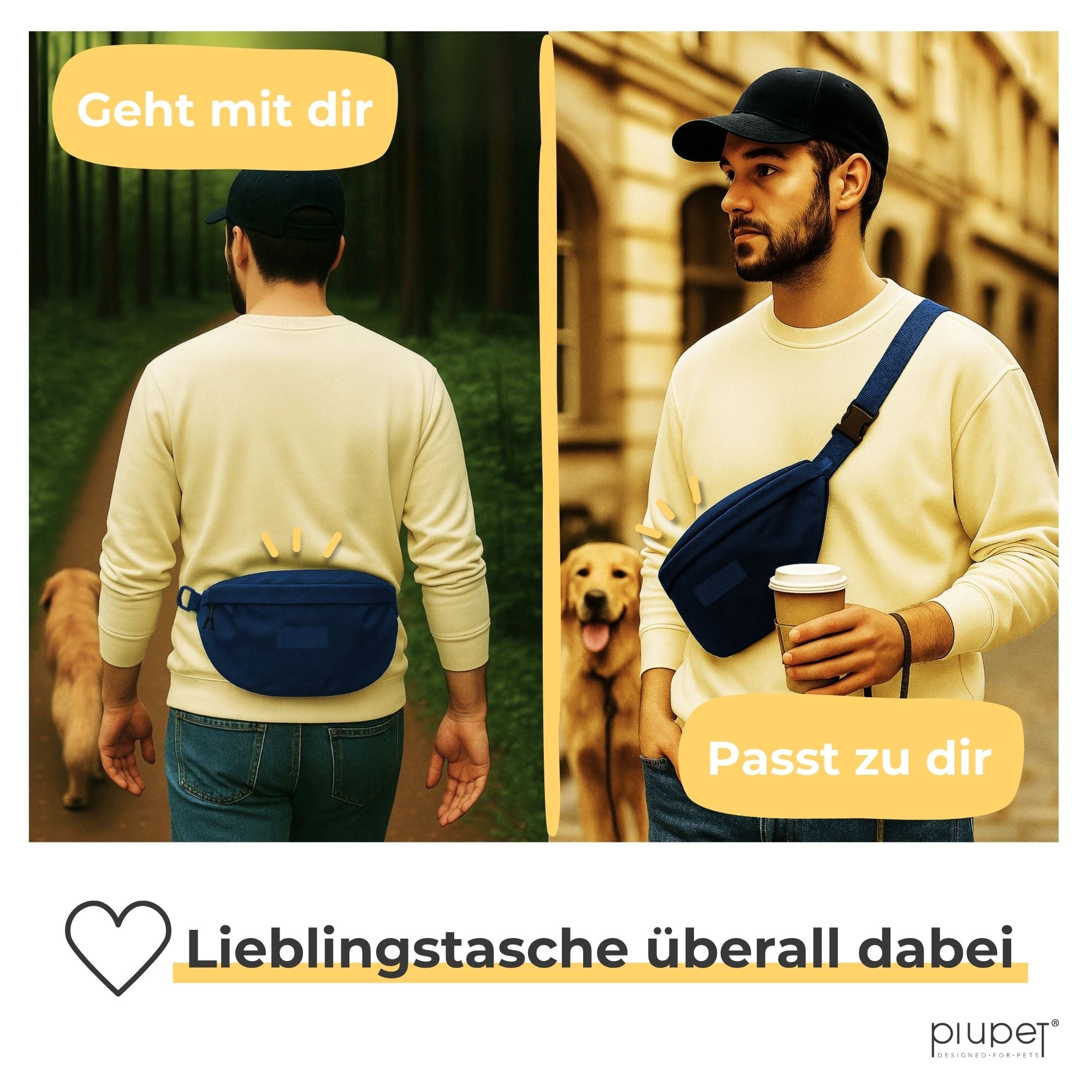 Leckerlitasche für Hunde in Blau – tragbar als Bauchtasche oder Umhängetasche, ideal für Spaziergänge und Training