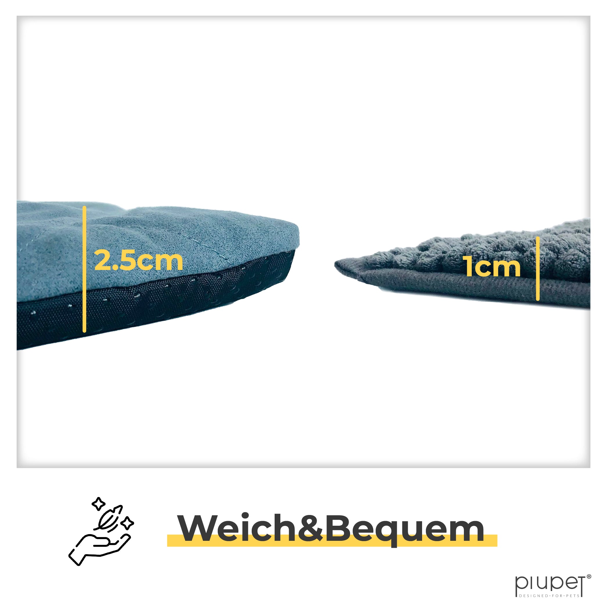 Decke ist 2,5cm hoch, weich und bequem