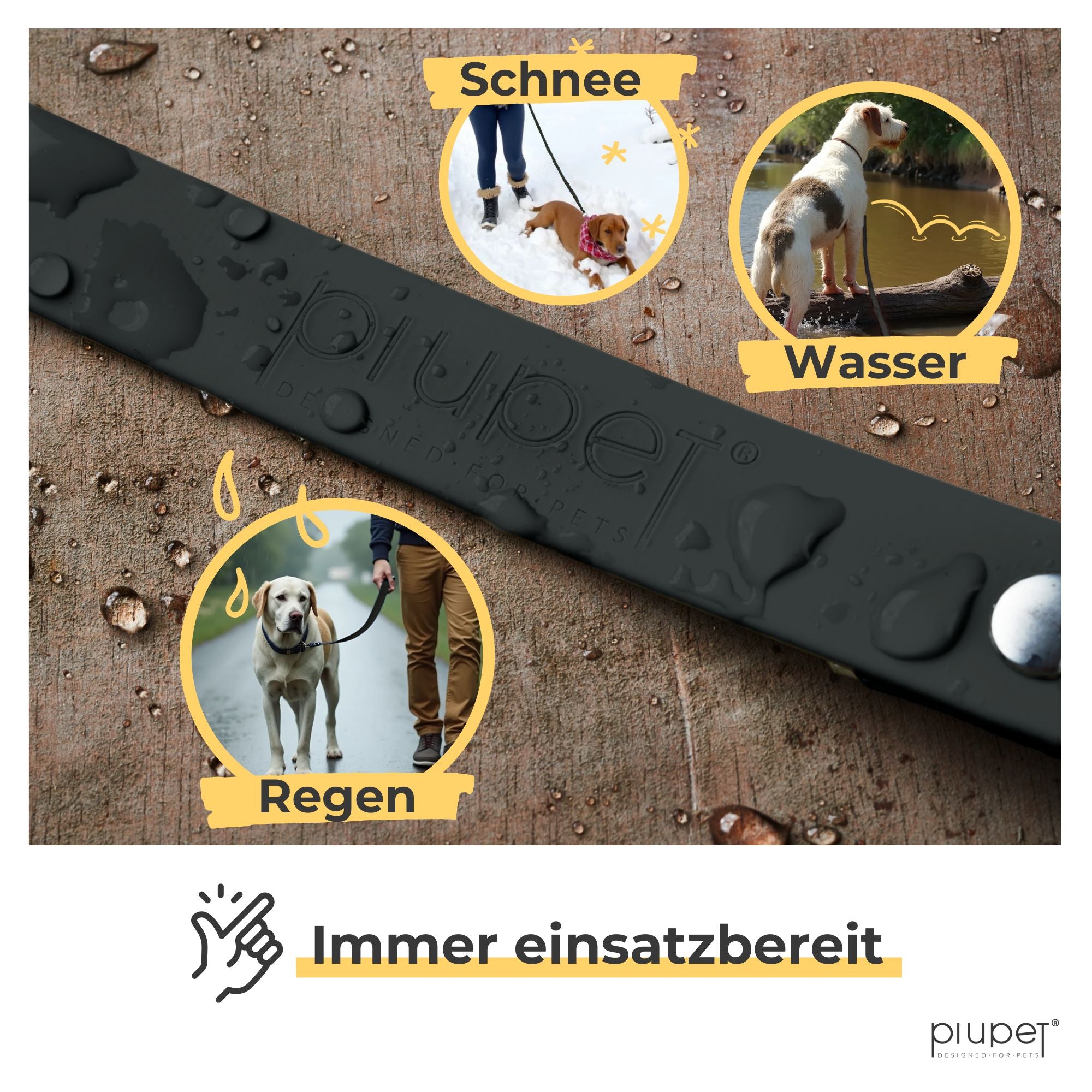 Die Schleppleine wird beim Einsatz bei Schnee, Wasser und Regen gezeigt.