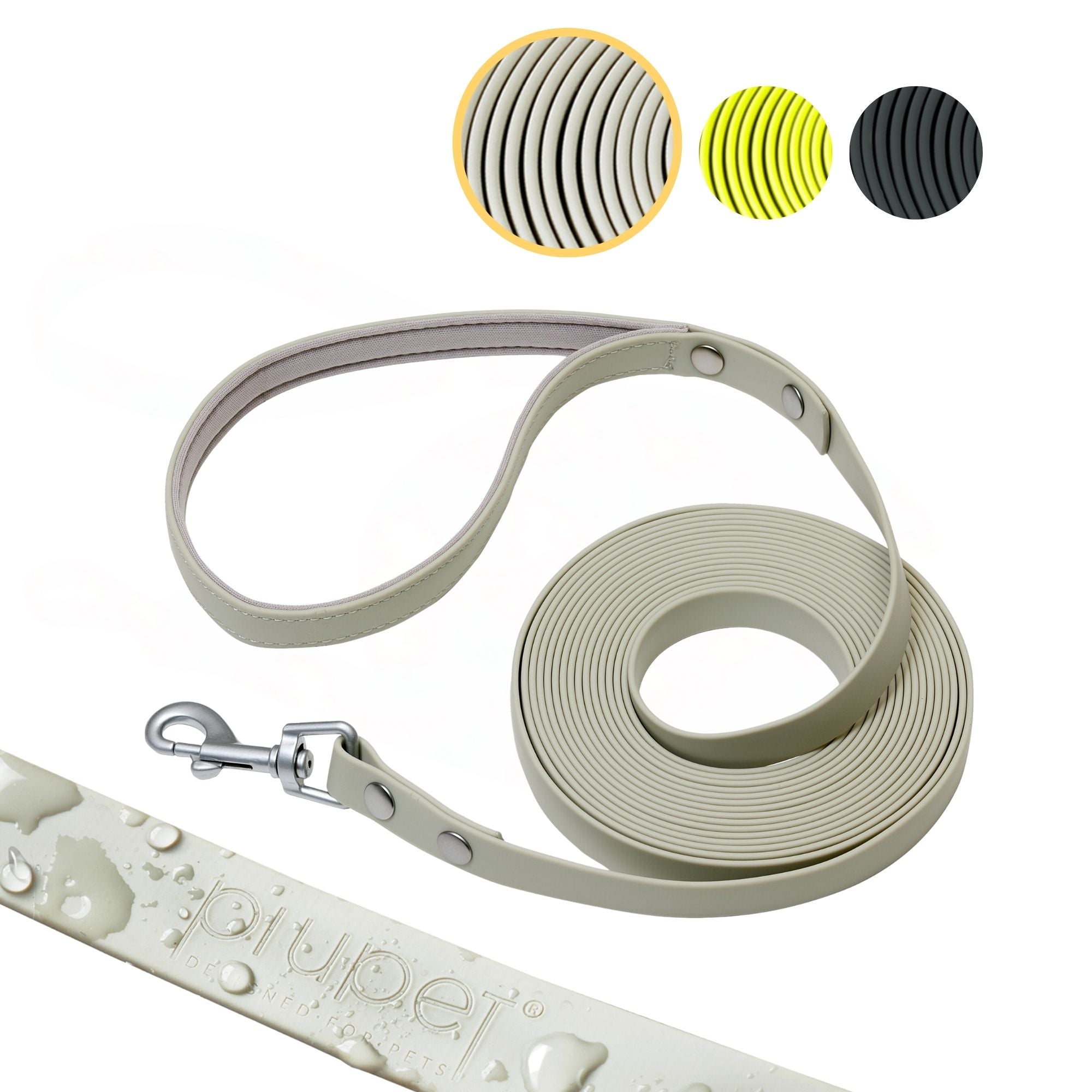 Schleppleine zusammengerollt mit Karabiner in grau