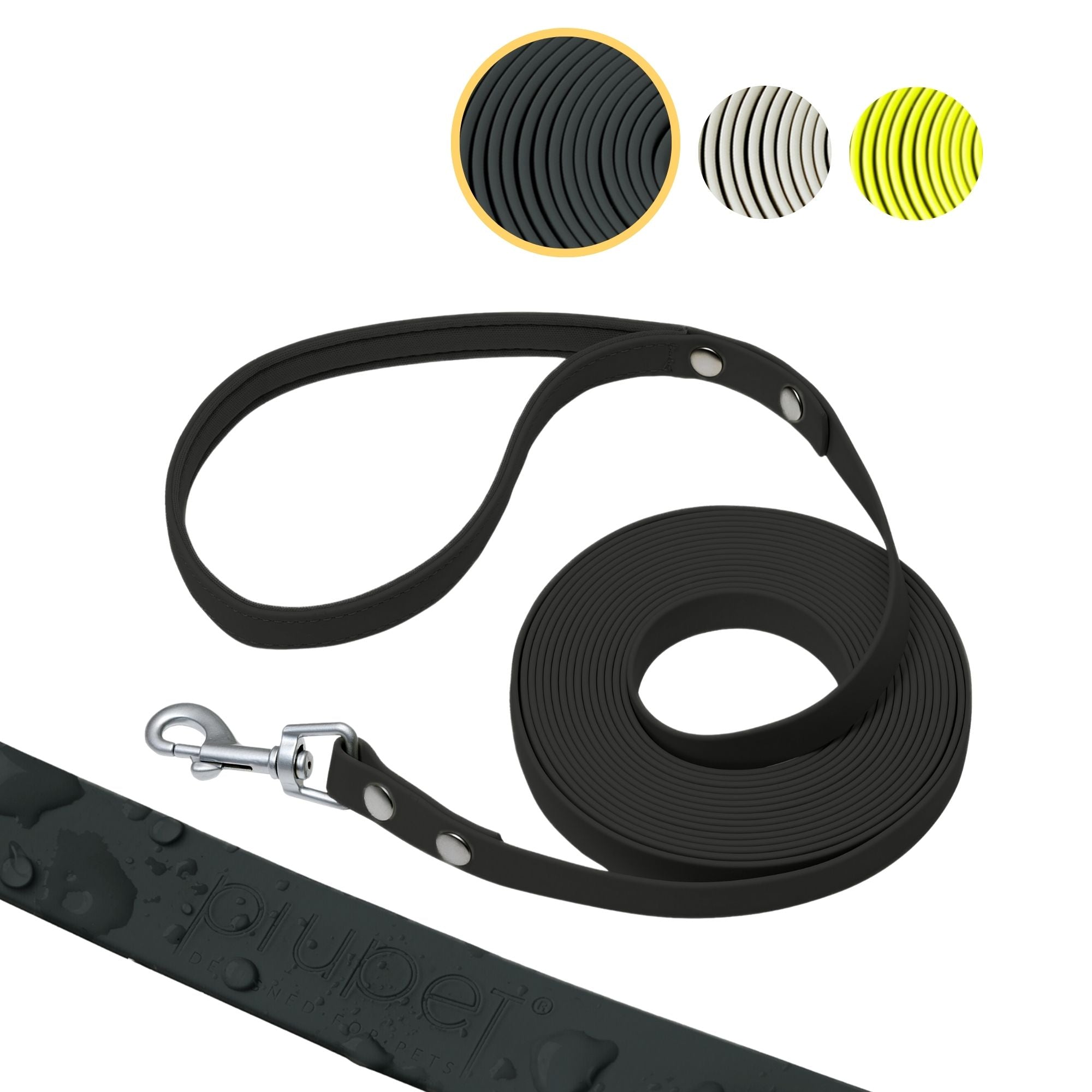 Schleppleine zusammengerollt mit Karabiner in schwarz