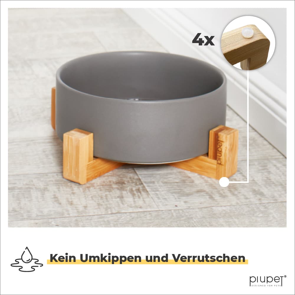 Gestell des Napfes hat vier Anti-Rutsch-Pads die das Verrutschen und Umkippen verhindern.