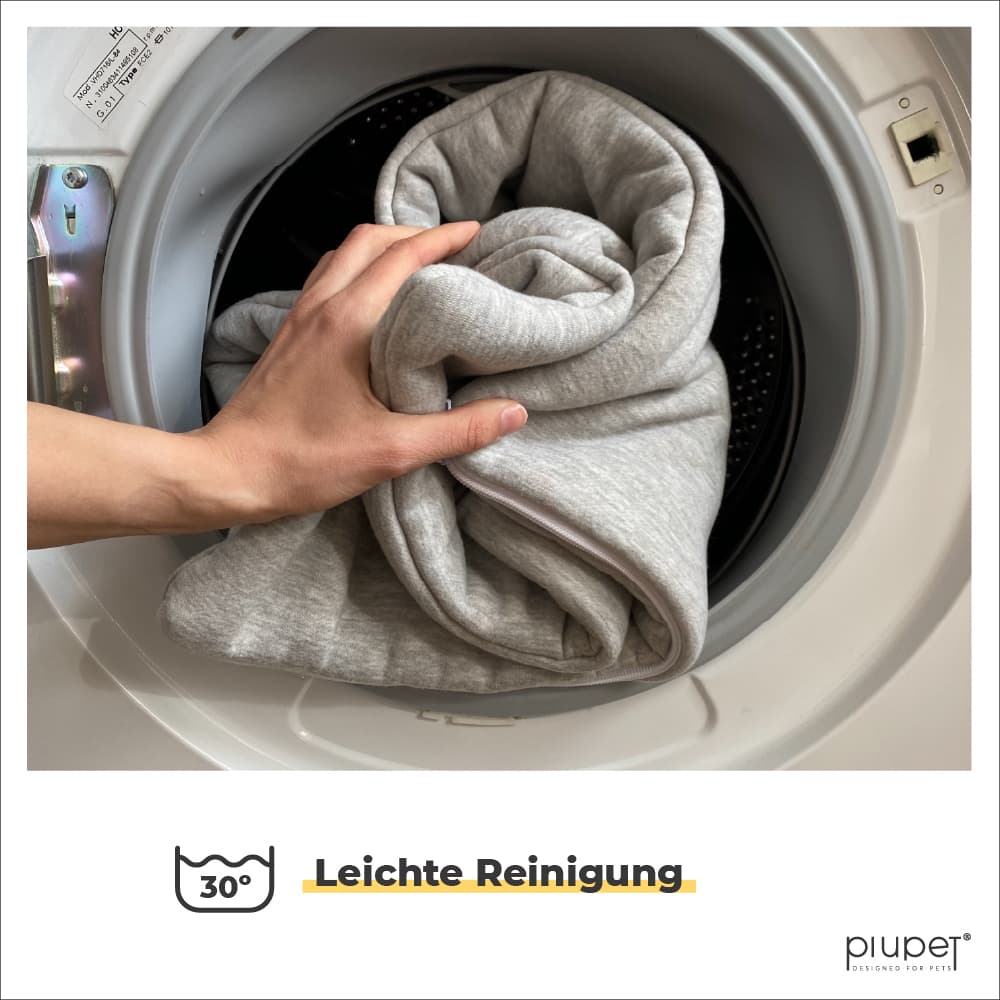 Bezug kann in der Waschmaschine bei 30 Grad gewaschen werden