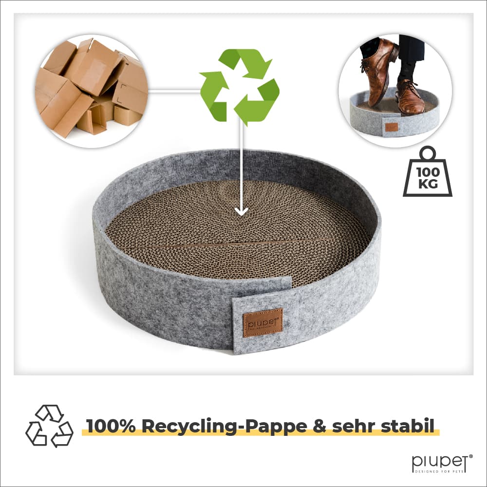 Kratzbrett besteht aus 100% Recycling-Pappe